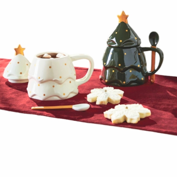 NEW Winter Garden Christmas Tree Mug Set with Spoon - Picture 6 of 6